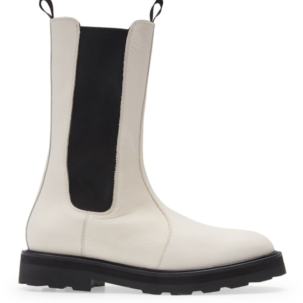 $450 LITA BY CIARA Thrive Tall Chelsea Boot PLATFORM LEATHER OFF WHITE 41 (ME2)